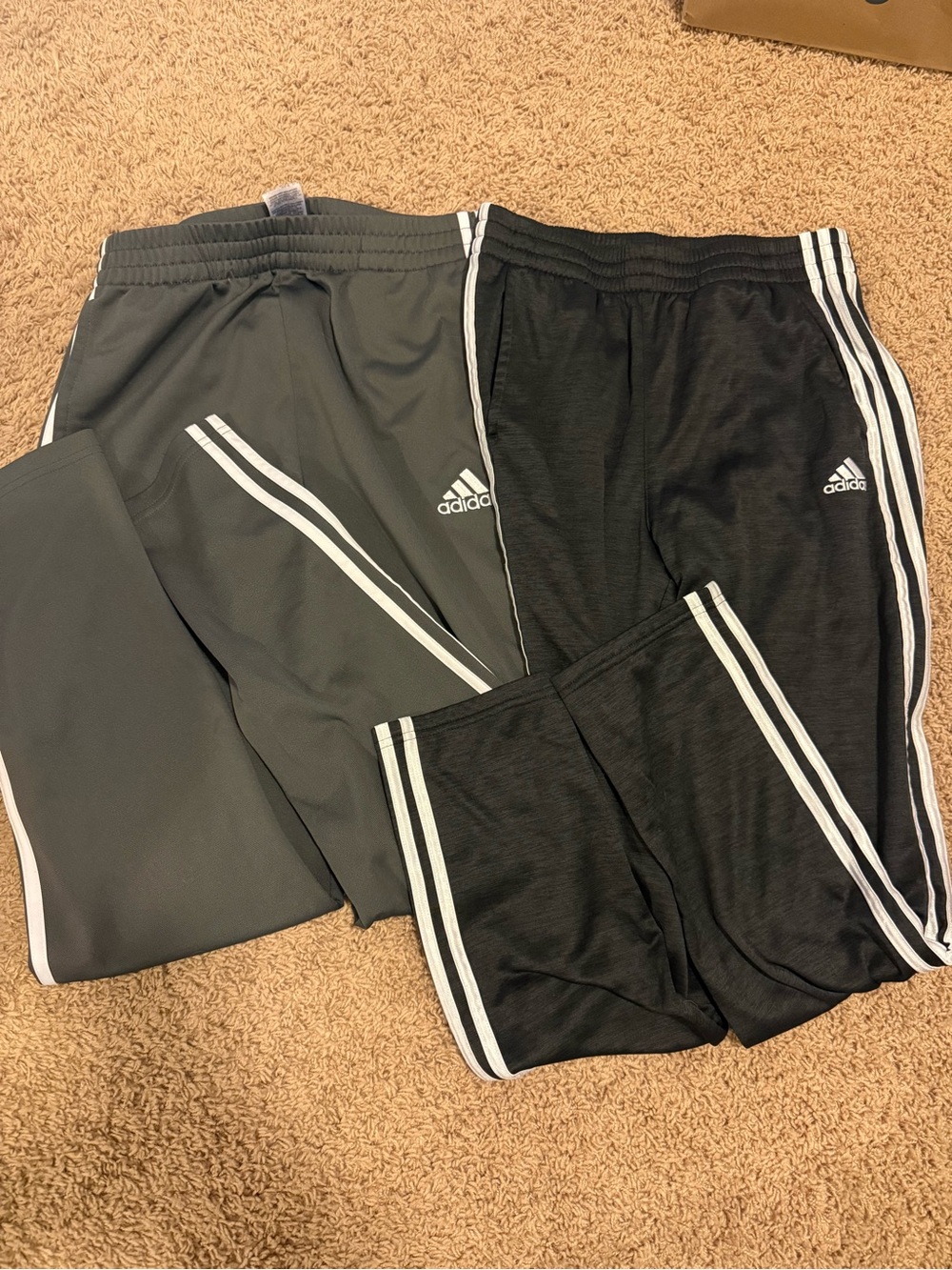 adidas Kids' dark gray & Gray 3-Stripe Joggers Duo